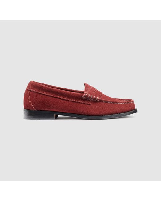 G.H.BASS Red Whitney Hairy Suede Weejuns Loafer Shoes