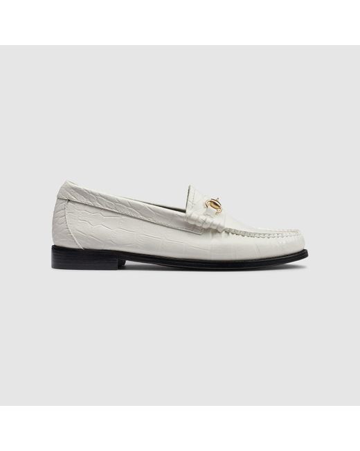 G.H.BASS White Lianna Bit Croc Weejuns Loafer Shoes
