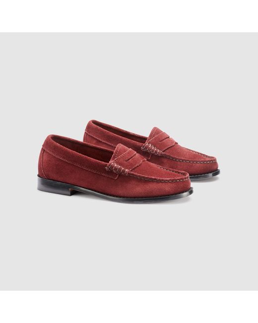 G.H.BASS Red Whitney Hairy Suede Weejuns Loafer Shoes