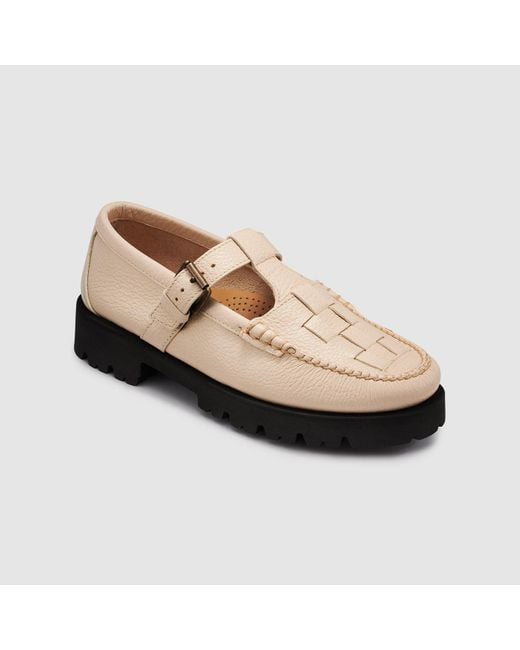G.H.BASS White Mary Jane Fisherman Super Lug Weejuns Loafers