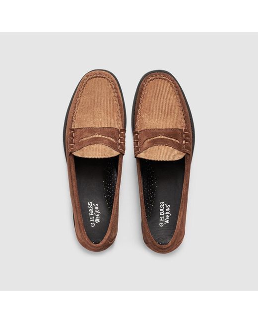 Men\'s Larson Weejuns Loafers Two-Tone Brown and Black Leather (USED FOR 1 WK) Mens Weejuns Larson Penny Loafers In Dark Brown And White  main image 2