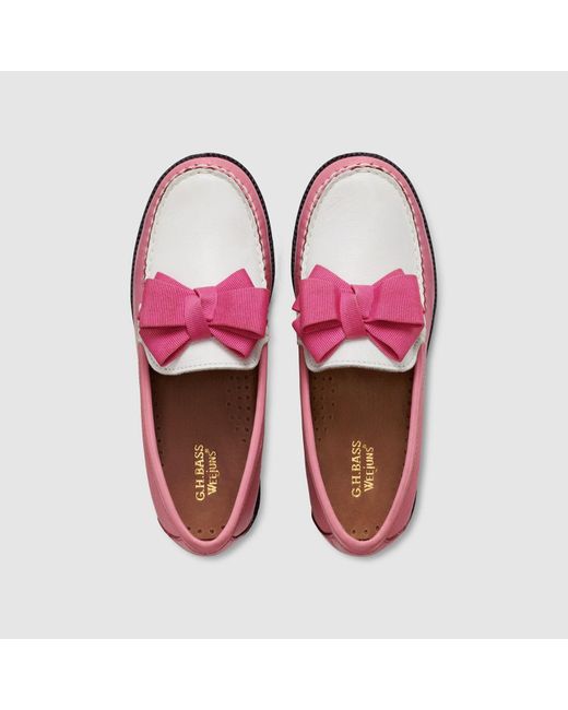 G.H.BASS Pink Kids Lillian Bow Weejuns Loafer Shoes for men