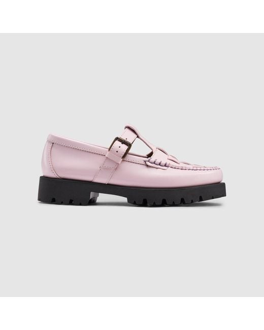 G.H.BASS Pink Mary Jane Fisherman Super Lug Weejuns Loafer Shoes
