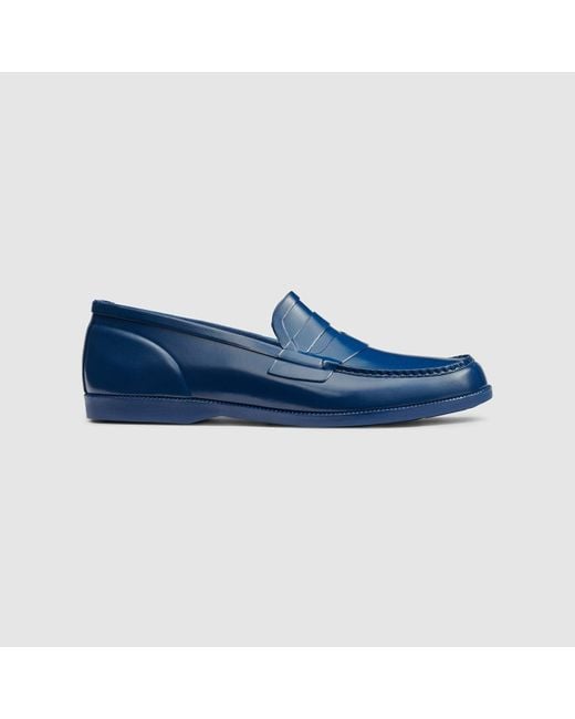 G.H.BASS Blue Whitney Rubber Rain Loafer Shoes