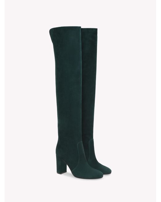 Gianvito Rossi Green Glen Cuissard, Boots, Suede
