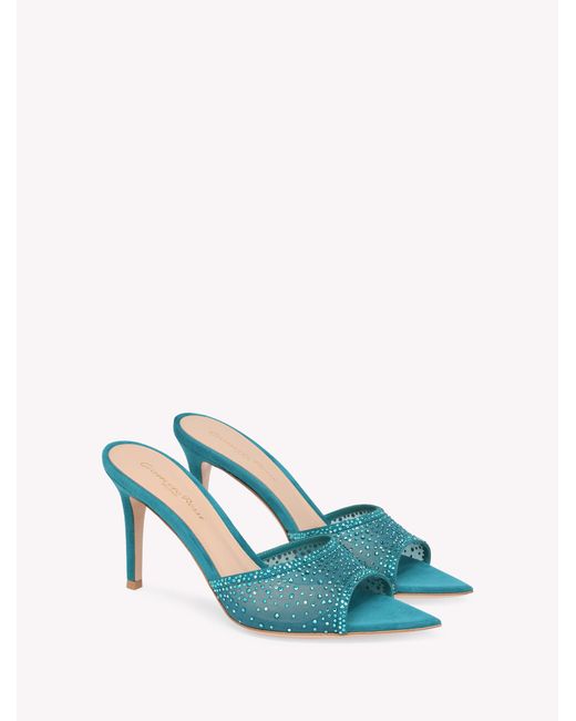 Gianvito Rossi Blue Rania Mule 85