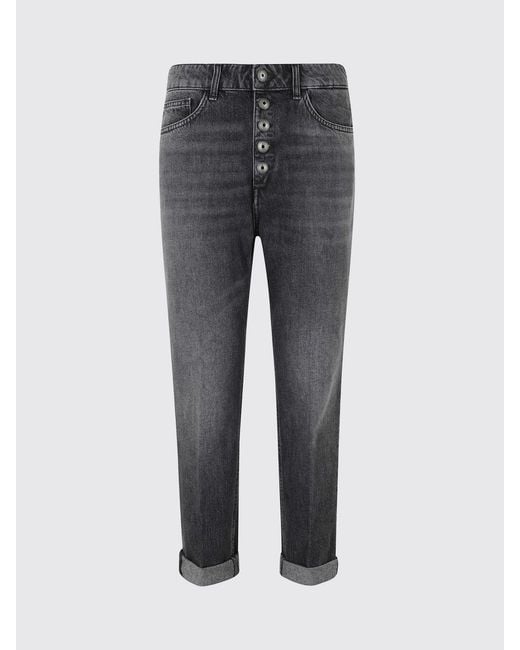 Dondup Gray Koons High-Waisted Straight Leg Cropped Cotton Denim Jeans