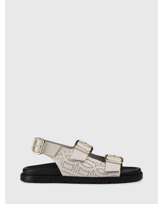 Doucal's White Perforated Leather Sandals