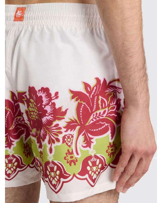 Etro Red Paisley Motif Polyester Swimsuit for men