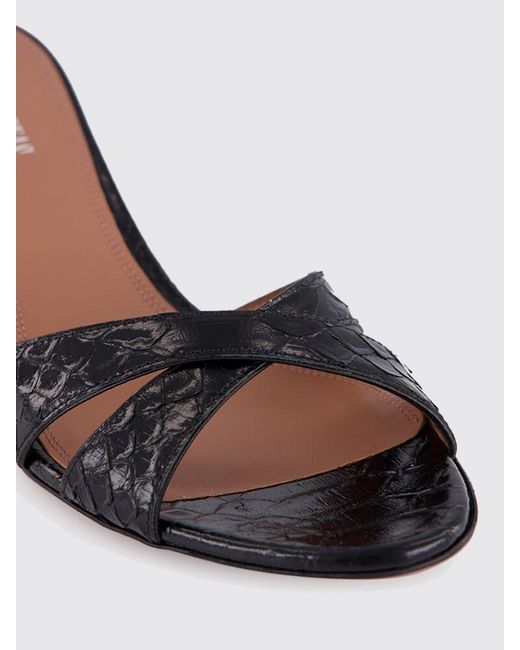 Paris Texas White Nina Python-Print Leather Wedge Mule Sandals