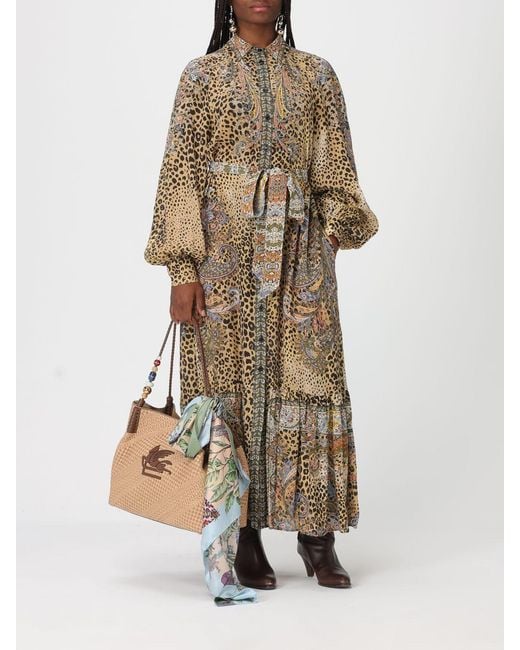 Etro Natural Libra Woven Raffia And Leather Bag