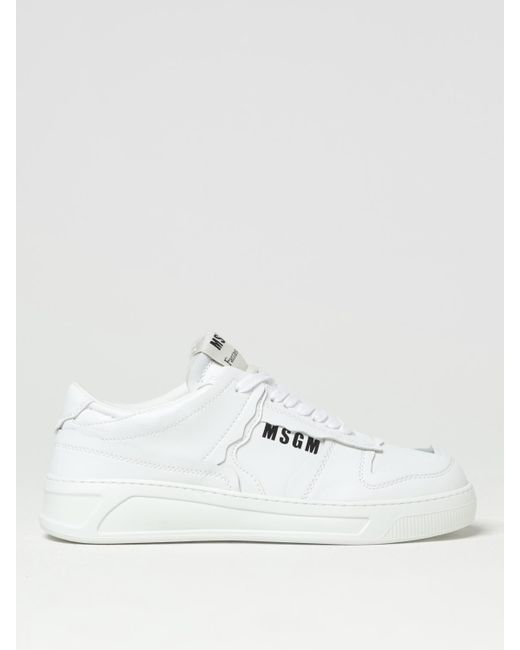 MSGM White Fantastic Green Sneakers In Recycled Synthetic Leather for men