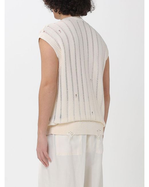 Laneus White Destroyed Effect Cotton Knit Vest for men