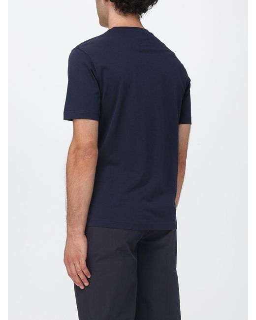 Emporio Armani Blue Slim Fit Cotton T-Shirt With Contrast Logo for men