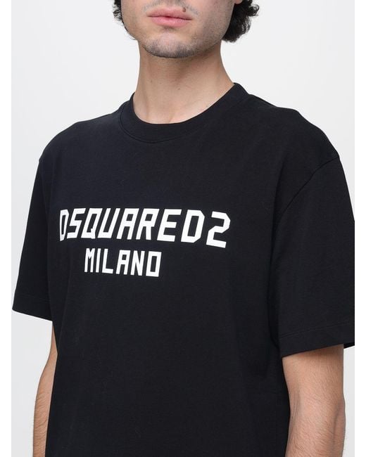 DSquared² Black Logo Cotton T-Shirt for men
