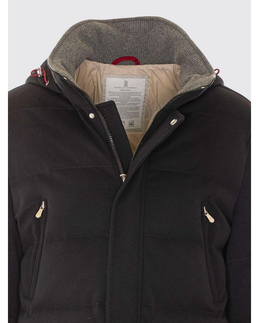 Brunello Cucinelli Blue Padded Wool Parka With Detachable Hood for men