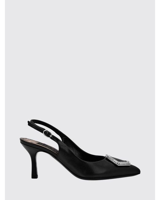 Philipp Plein Black Leather Slingback Pumps With Jewel Buckle And Stiletto Heel