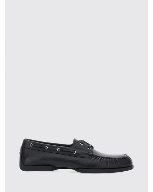 Jil Sander White Leather Boat Loafers for men