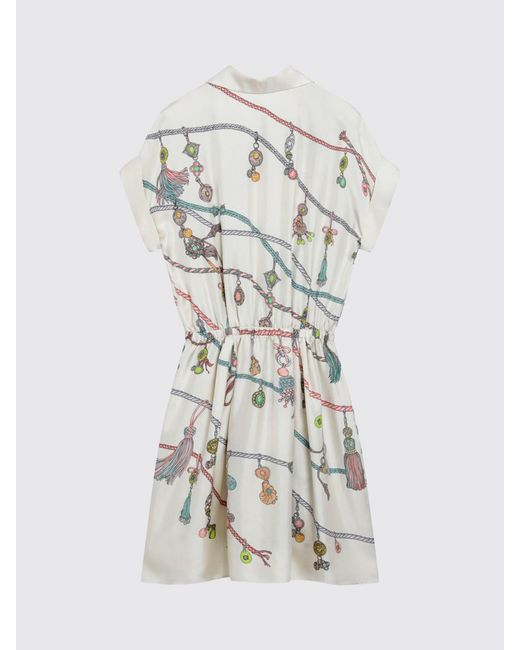 Versace White Graphic-Print Silk Twill Mini Shirt Dress With Ruched Waist