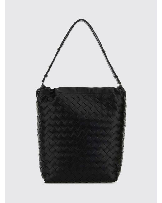 Bottega Veneta Black Biblioteca Woven Leather Bucket Bag for men