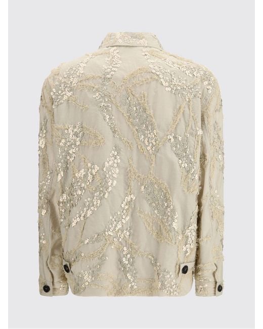 Brunello Cucinelli Natural Cotton Poplin Sahariana With Embroidery