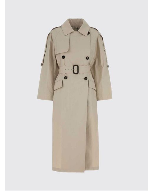 Max Mara Natural Double Breasted Cotton Blend Trench Coat