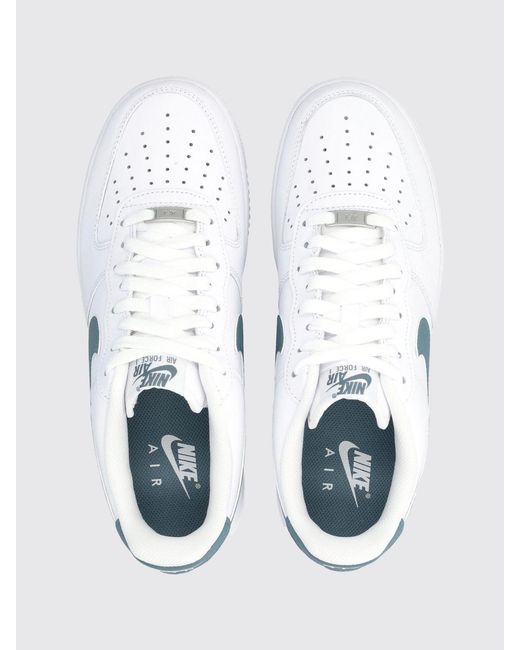 Nike White Air Force 1 '07 Smooth Leather Sneakers With Perforated Toe And Swoosh Logo for men