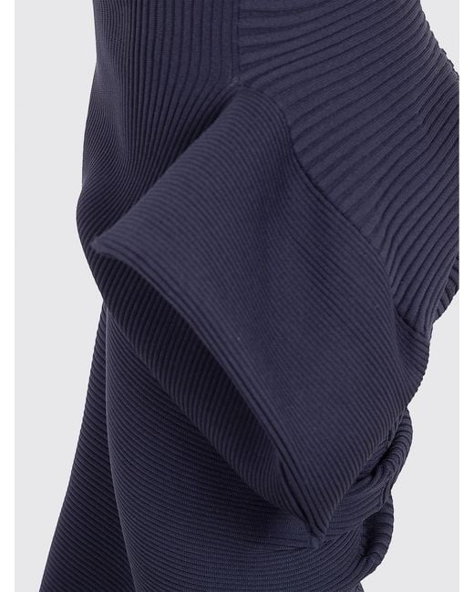 Issey Miyake Blue Asymmetric Hem Crêpe Pencil Midi Skirt