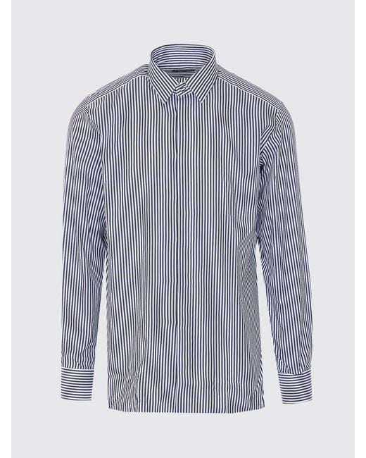 Tom Ford Blue Striped Cotton And Silk Shirt for men