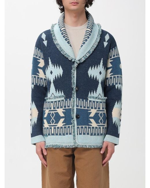 Alanui Blue Jacquard Cotton Cardigan for men