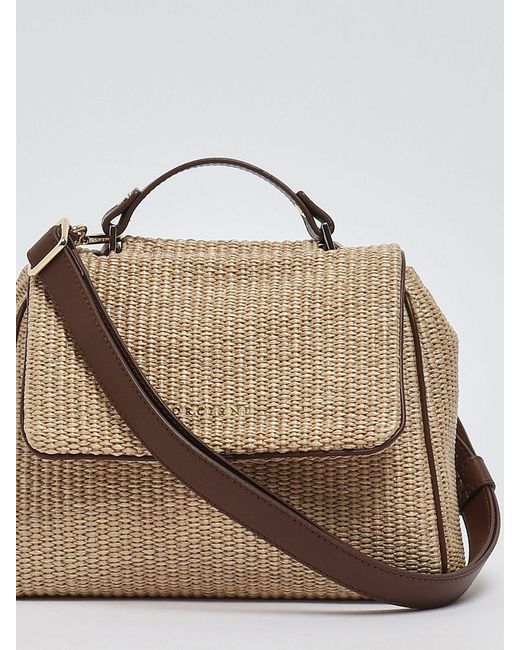 Orciani Natural Sveva Small Raffia Handbag With Removable Shoulder Strap