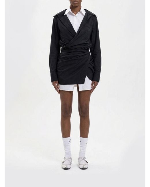 The Attico Black Stretch Cotton Chemisier Dress