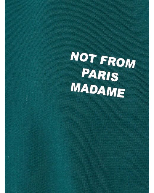 Drole de Monsieur Green Cotton Crewneck Sweatshirt With Logo for men
