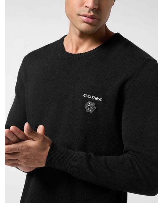 Philipp Plein Black Wool And Cotton Knit Pp for men