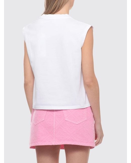 Casablanca Pink Organic Cotton Tank Top With Graphic Print And Logo