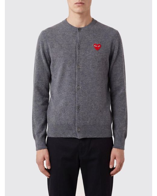 COMME DES GARÇONS PLAY Gray Comme Des GarÇ Ons Play Wool Cardigan With Logo for men