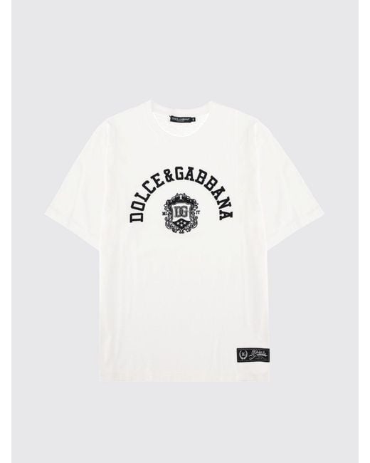 Dolce & Gabbana White Dolce &Amp Gabbana Cotton Crew-Neck T-Shirt With Logo for men