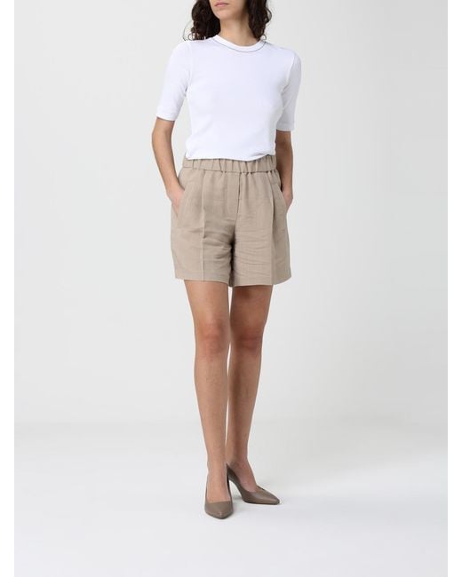 Brunello Cucinelli Natural Linen Blend Shorts