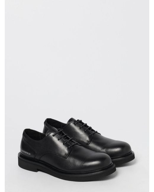 Karl Lagerfeld Black Leather Derby Shoes for men