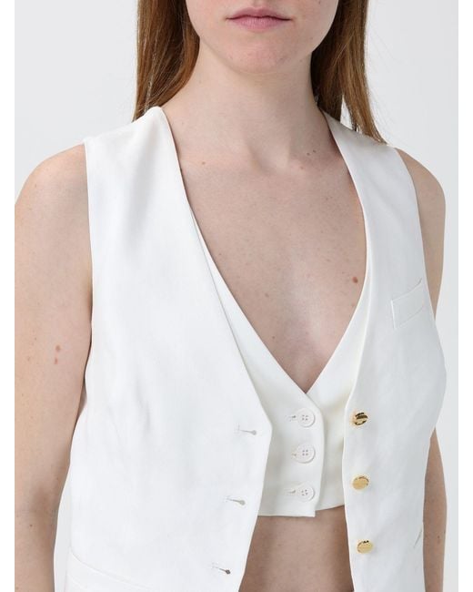 Elisabetta Franchi White Linen Blend Vest