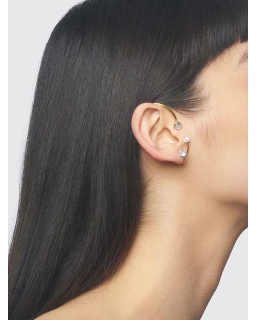 Panconesi White Three Point Ear Cuff With Set Rhinestones