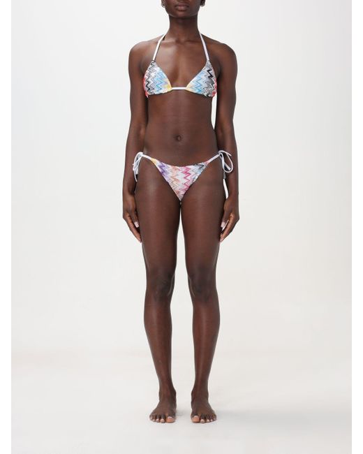 Bikini in lycra con motivo zig-zag di Missoni in Natural