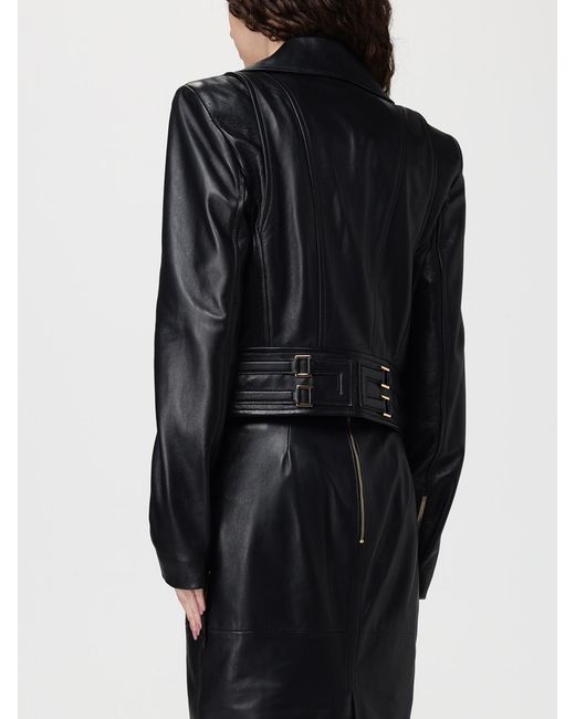 Elisabetta Franchi Black Leather Biker Jacket