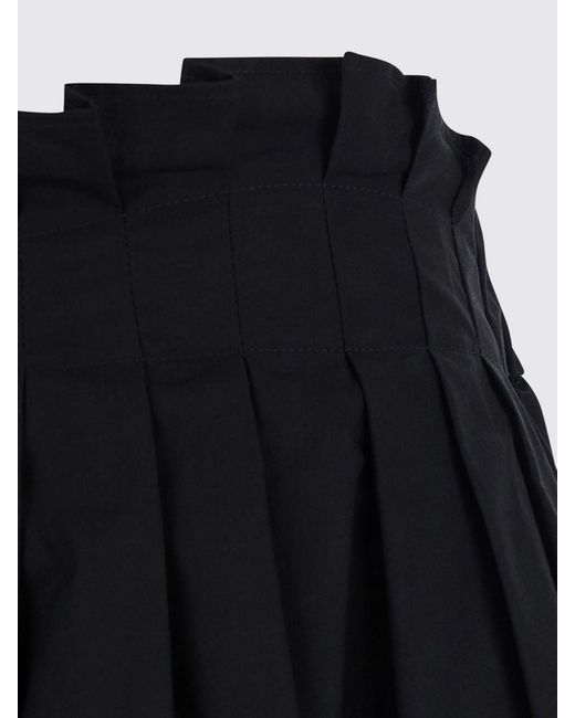 MSGM Black Pleated Cotton Midi Skirt