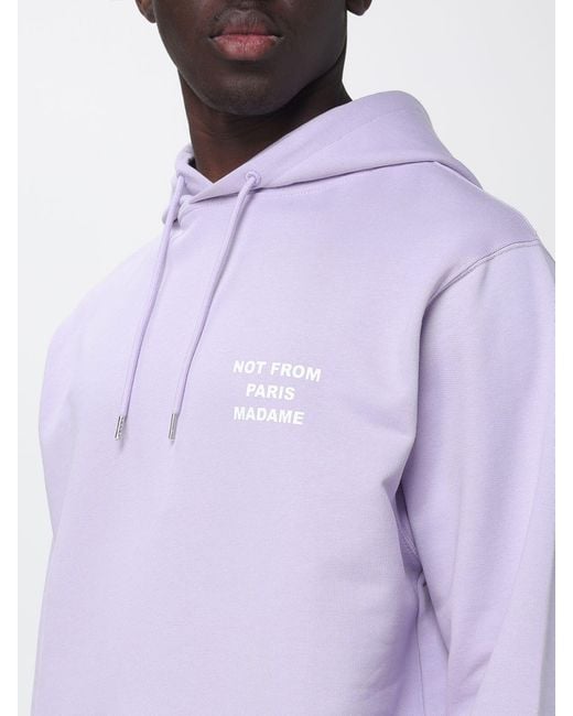 Drole de Monsieur Purple Cotton Hoodie With Slogan for men