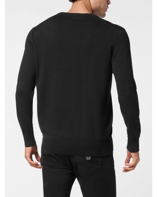 Philipp Plein Black Wool And Cotton Knit Pp for men