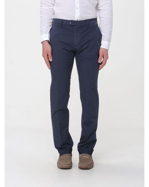 Mason's Blue Cotton Stretch Chino Trousers for men
