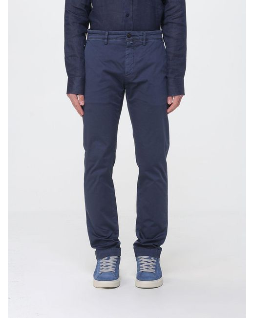 Siviglia Blue Stretch Cotton Chino Trousers for men