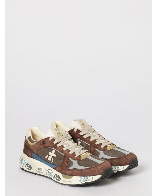 Premiata White Mase Suede And Canvas Sneakers for men