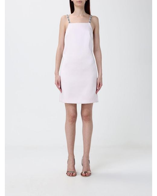 Twinset White Mini Crepe Dress With Rhinestones